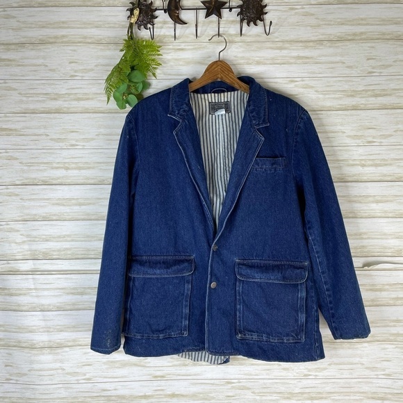 Vintage Le Tigre Distressed Denim Jean Utility Preppy Blazer - Picture 6 of 8